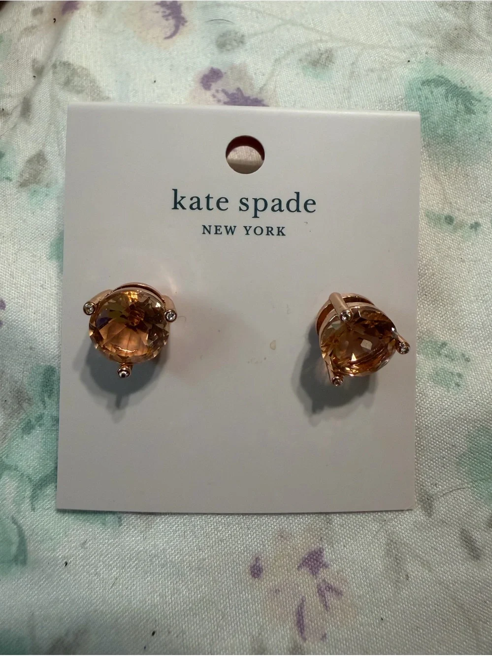kate spade New York Kids Rose Gold Crystal Stud Earrings - Pink